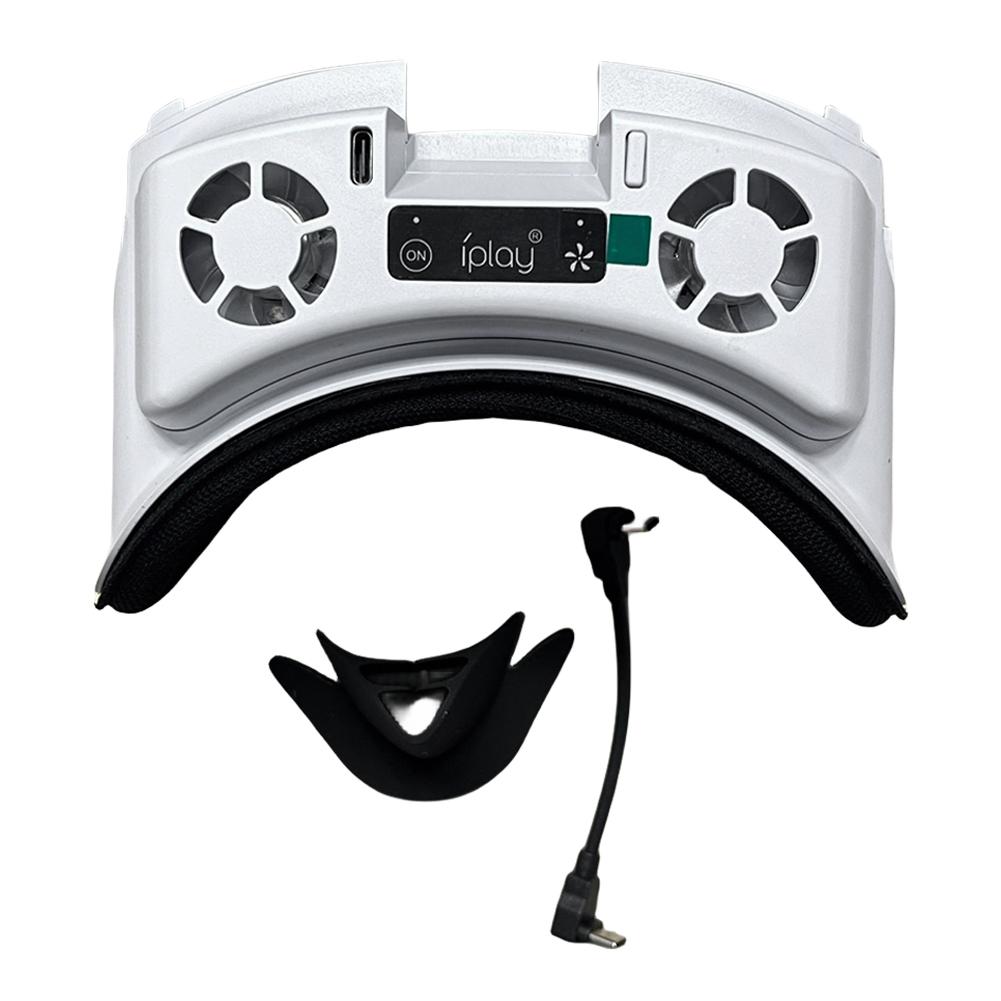 

Маска для лица с охлаждающим вентилятором, радиатором лицевого интерфейса с RGB-подсветкой, охлаждающей маской с носовой накладкой, препятствующей протеканию, для Meta Quest 3 белый