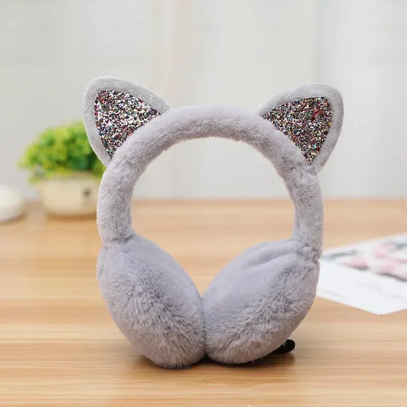 Bellissimi scalda orecchie invernali caldi per gatti, con orecchie glitterate, paraorecchie in peluche per donne, paraorecchie giocosi, protezione dal freddo, caldo e caldo