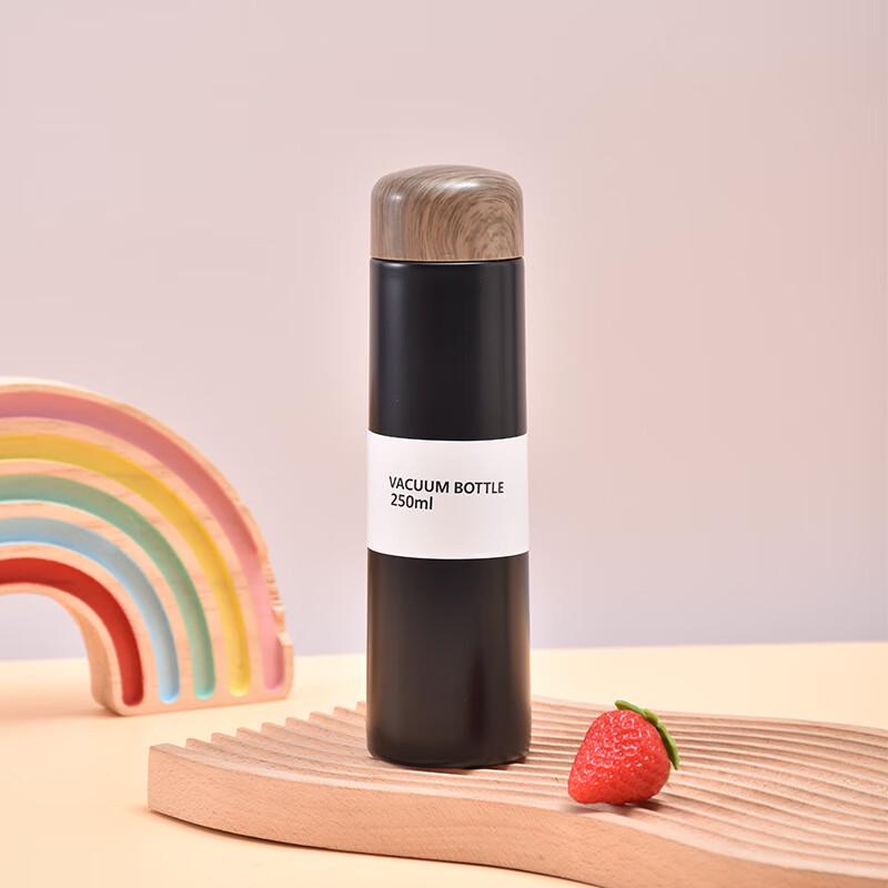 Duoli Japanese Style Wood Grain Lid Portable 304 Stainless Steel Vacuum Insulated Cup