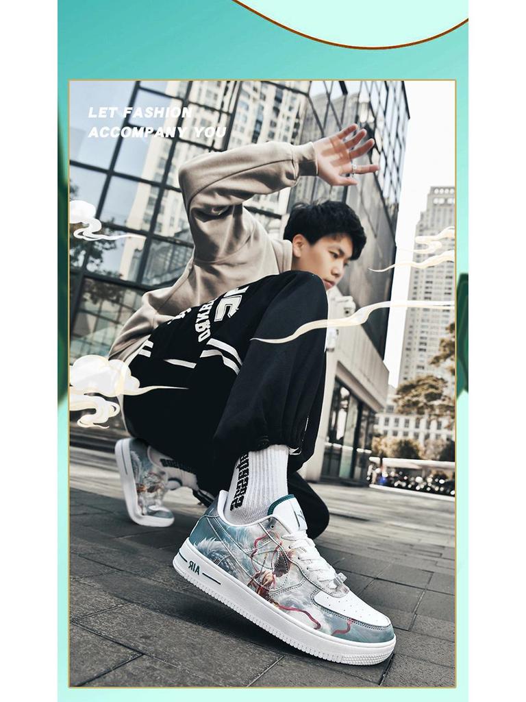 Nezha Jahr der Schlange Air Force One Low-Top Weiße Freizeitsneaker - Unisex