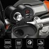 Motorcycle Dual USB MultiFunction Phone Charger with Voltmeter and Cigarette Lighter (Black)