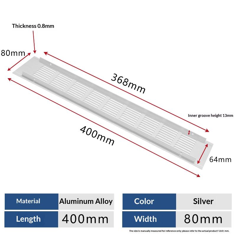 1Pcs Household Air Vent Grille Wall Ventilation Cover Wardrobe Parts 50/60/80mm*150-500mm Aluminum For Cupboard DIY Accessories