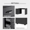 Corner PC Desk with 2 Drawers and Open Shelves, L-Shaped Corner Desk In Wood and Metal, 117x83.5x76 Cm, Black