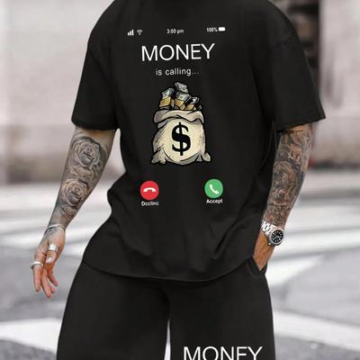 Kurzarm-Shorts-Sommeranzug Herren-T-Shirt Trenddruck Rundhals-Herrenanzug mit Gangster-Schönheits-Sport-Zweiteiler