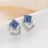 Personalized Geometric Metal Stud Earrings with Rhinestone Inlay