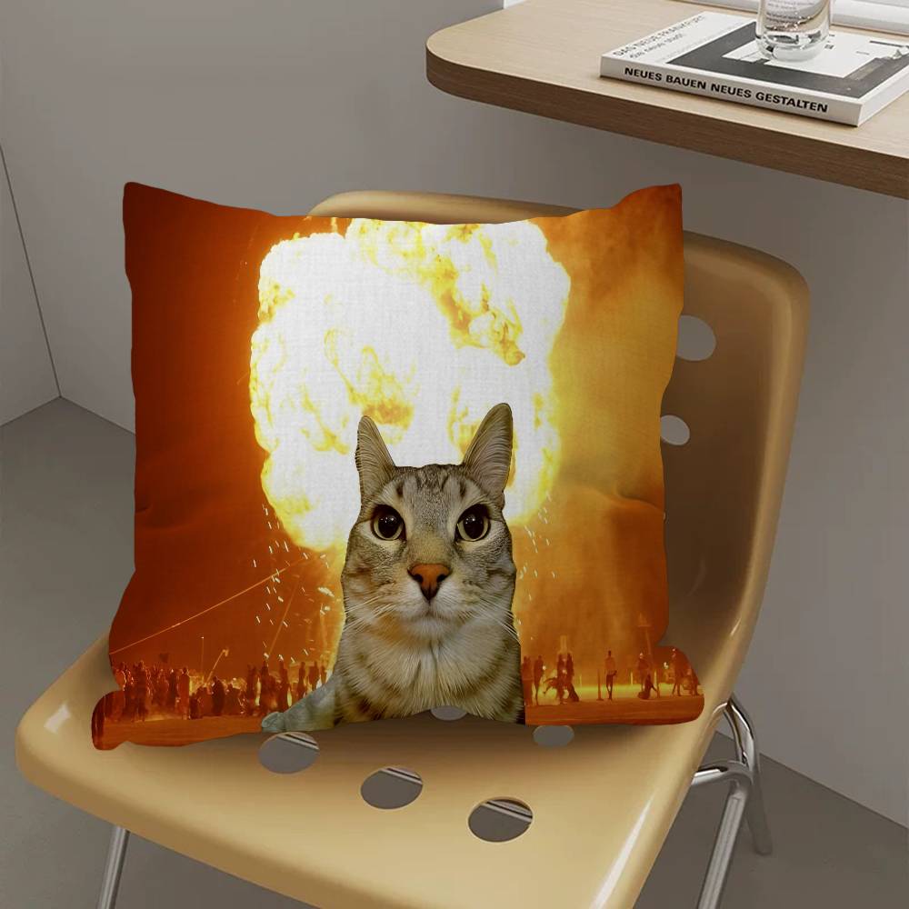 Cat Funny Cushion Cover Car Throw Pillow Case For Sofa Car Christmas Gift 40X40Cm 45X45Cm