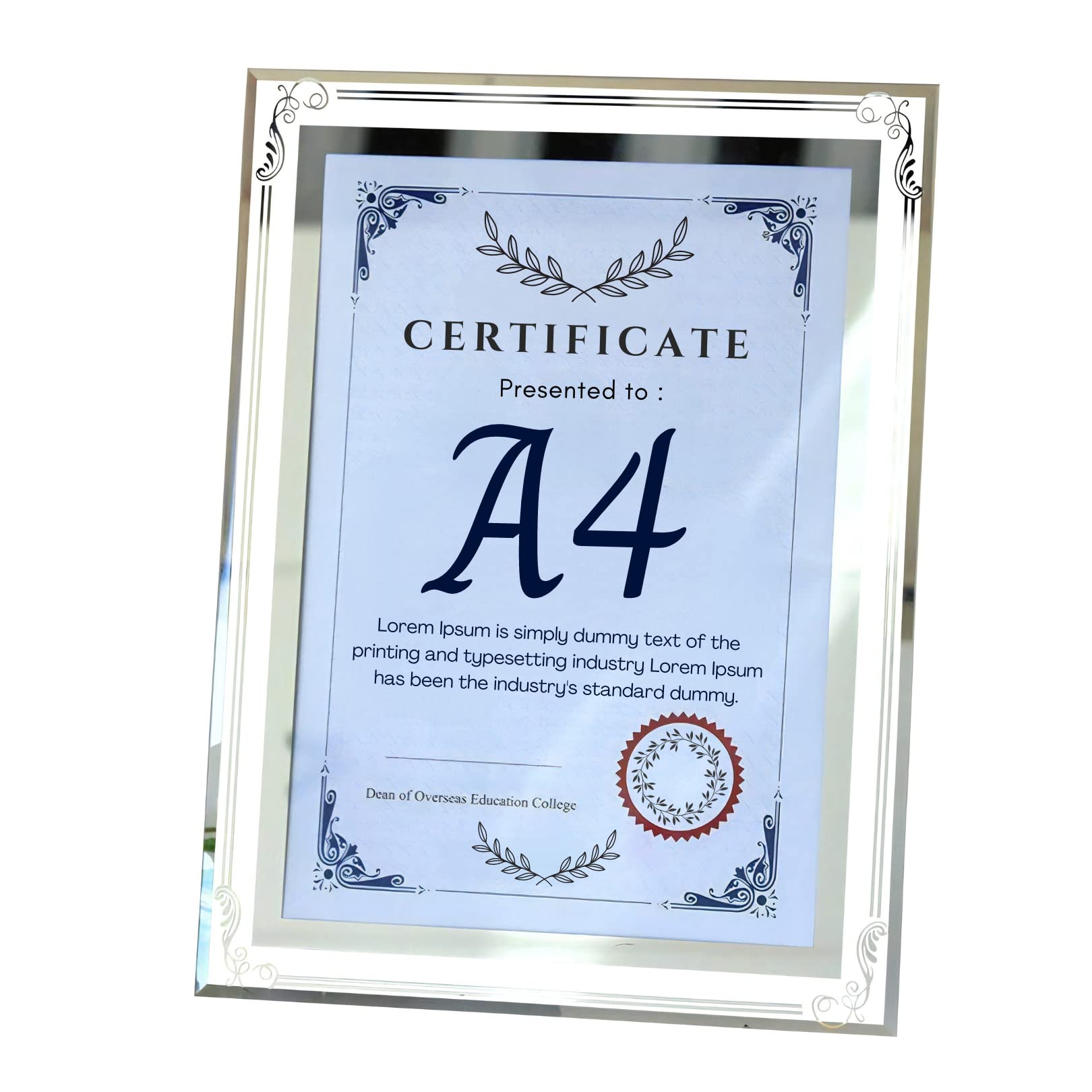 

Charmoon Photo Photo Can be Used Vertically or Horizontally Frame, Glass, A4, Frame, Transparent, Silver, Stand, Award, Stylish, (Type C)