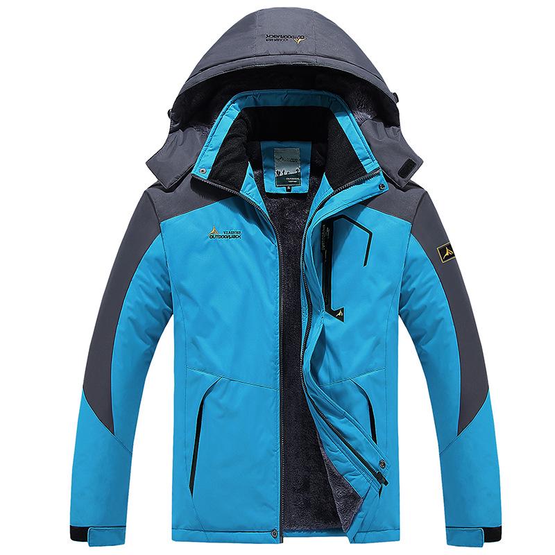 Men's Windproof Ski Mountaineering Jacket: Warm Fleece-Lined, Thick, Cotton Coat for Cold Weather, Unisex, Plus Size Available
