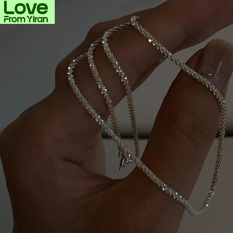 Popular Silver Colour Sparkling Clavicle Chain Choker Necklace Collar For Women Fine Jewelry Wedding Party Birthday Gift