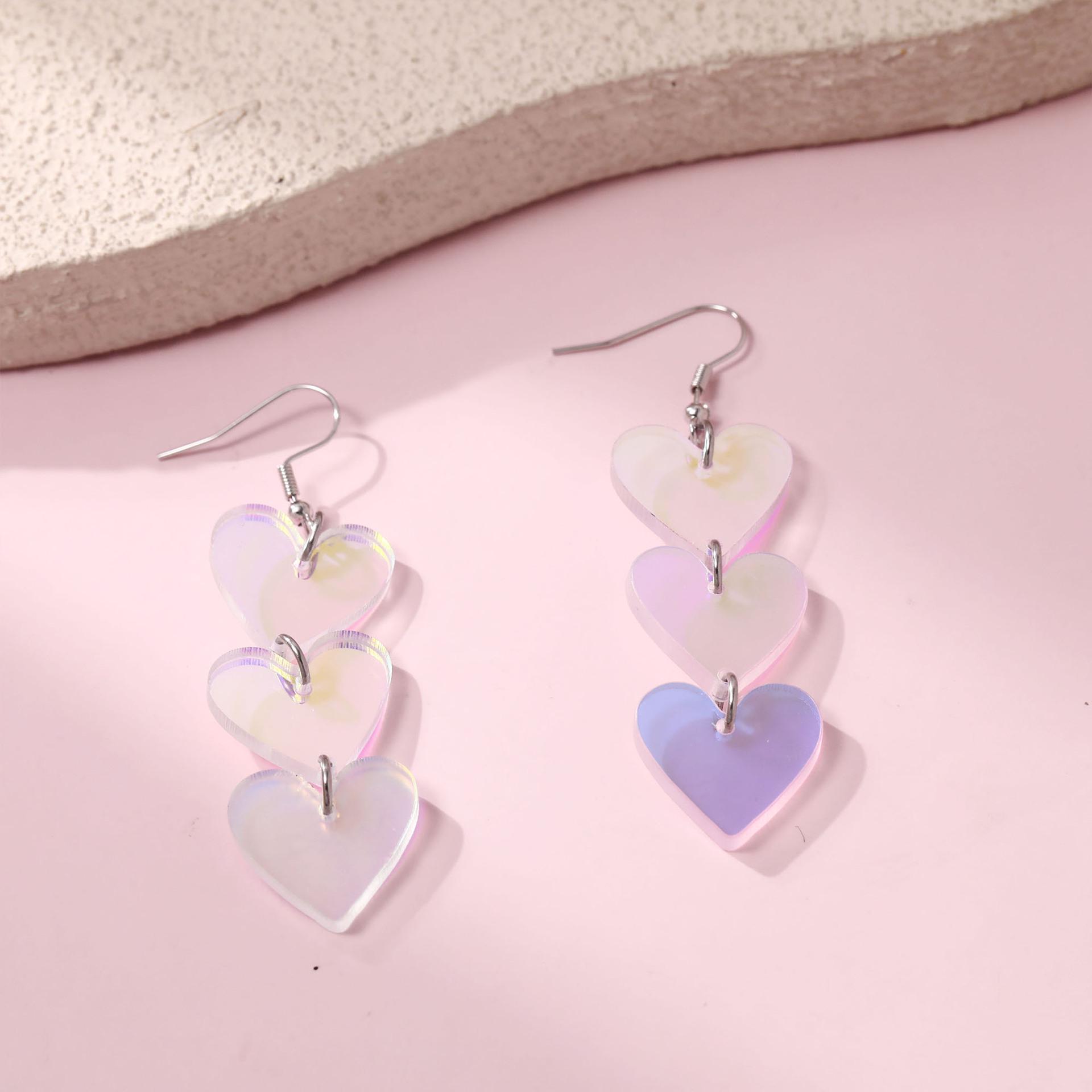 

Eco-Friendly Rainbow Heart Retro Wooden Earrings - European & American Style Dangle Jewelry