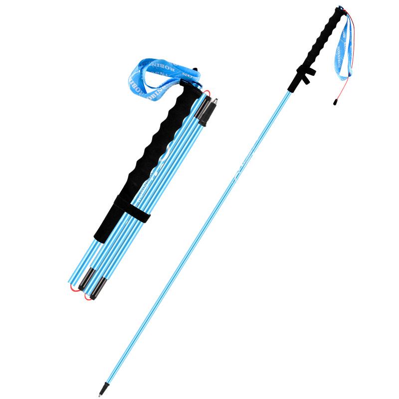 

Telescopic Aluminum Hiking Stick: Non-Slip, Folding, Multifunctional Walking Stick for Men & Women - Ideal for Trekking, Climbing, and Trail Running. 125cm Single світло-синій колір