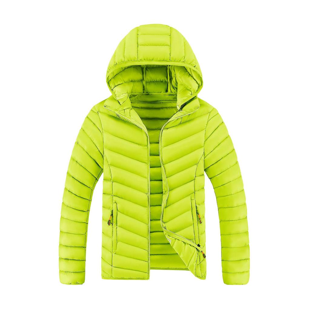 Uformell Herre Bomullsjakke Hette Vindtett Vinter Daglig