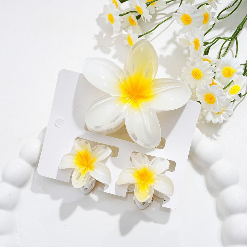 3Pcs/Set Sweet Flower Colroful Gradient Hair Claws Ponytail Cip Clamp Barrettes Hairpins For Women Girl Beach Hair Accessories