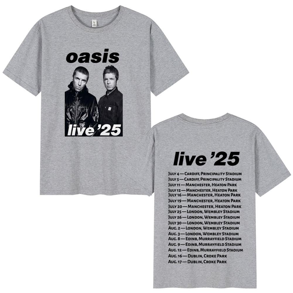 Rock Band O-Oasis Live 25 Tour T-Shirts Mens Women Summer Casual O-Neck Short Sleeve T Shirt Fans Gift Fashion Vintage Tee Shirt