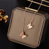 Elegant Colorfast 18K Rose Gold Necklace with Swan & Four-Leaf Clover Charm