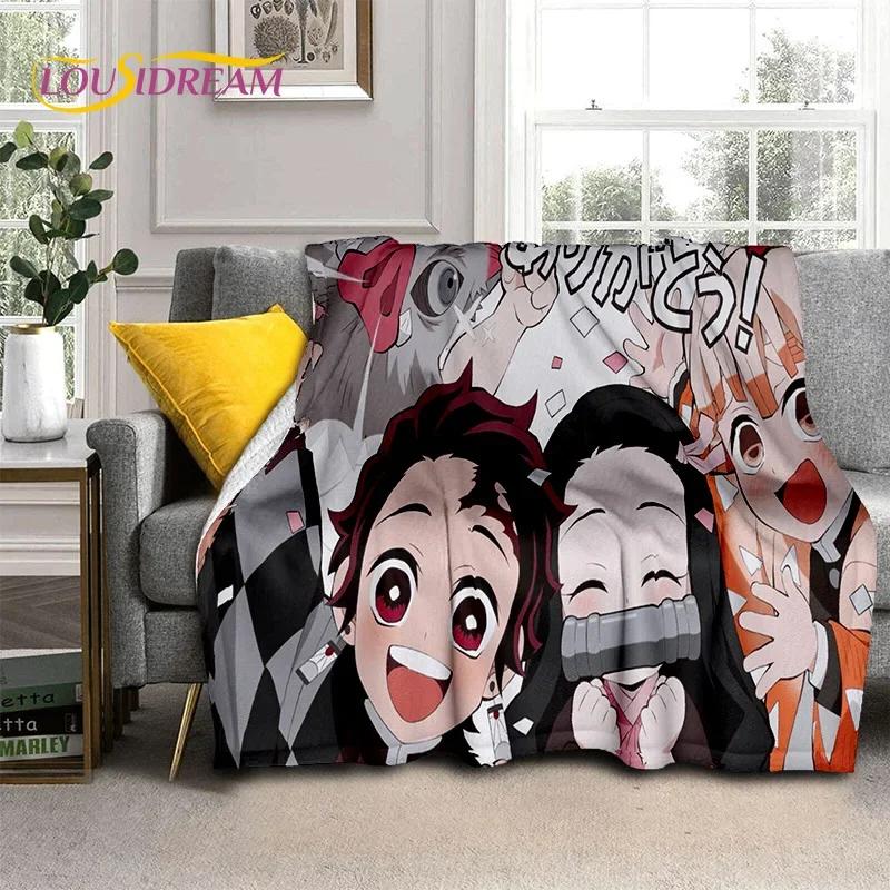 Kamado Nezuko Demon S-Slayer Japan Anime Mykt flanellteppe for senger Soverom Sofa Piknik, Kasteteppe for barn Utendørs Fritid