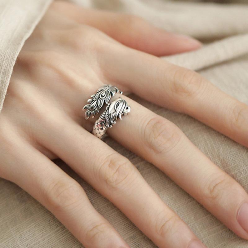 Trendy Couple Adjustable Rings Retro Style Copper Jewelry For Women Summer Spring