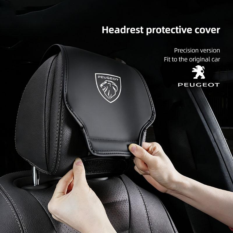 2Pcs Car Seat Headrest Pillow Protector Cover Accessories For Peugeot 206 307 308 207 3008 208 407 508 KKM 2008 5008 301 406 408 607