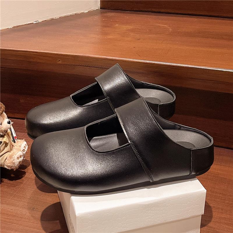 

Wind thick-soled bag head half slippers women wear new one-pedal single shoes cool slippers in summer 35