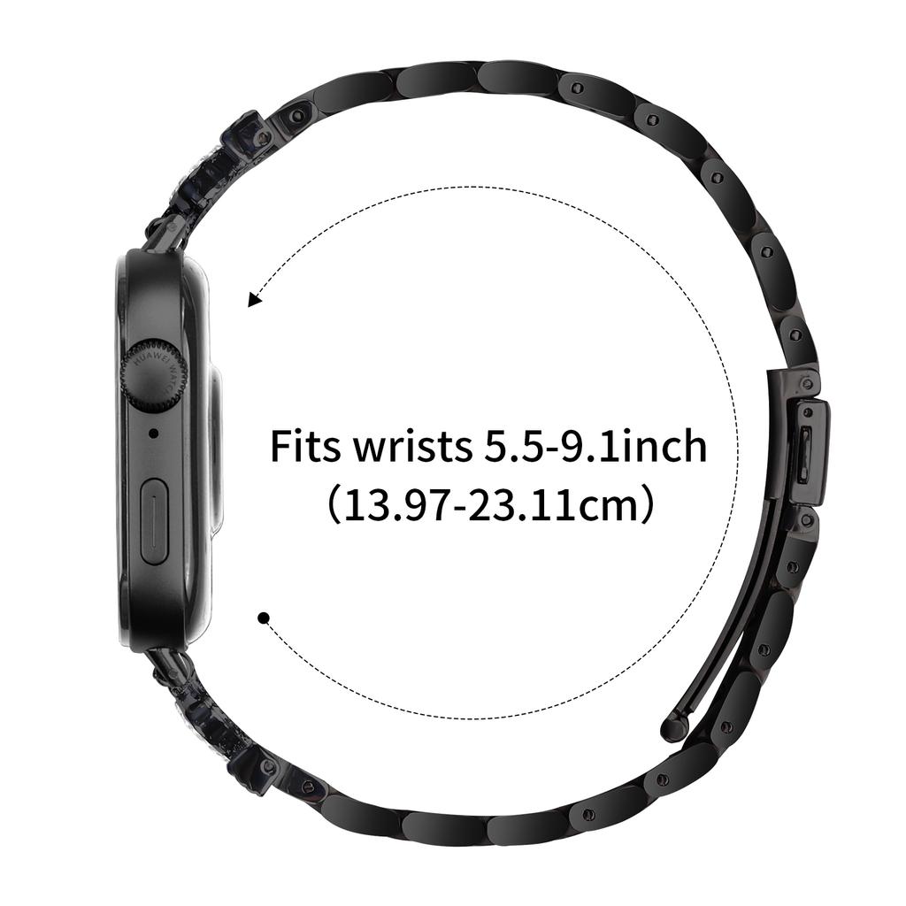For Huawei Watch Fit 3 Stainless Steel Strap Crown Shape Rhinestone Decor Watch Band