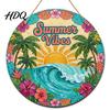 Tropical Coconut Grove Decor Hello Summer Door Sign Spring Beach Flowers Welcome Wooden Rustic Wood Hanging Plaque Front for Wall Outdoor
