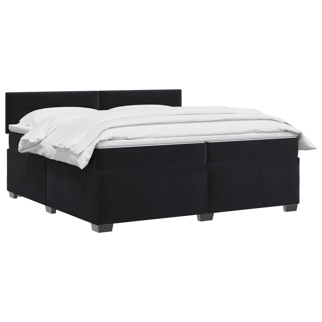 Box Spring Bed with Mattress Black 200 x 200 cm Velvet
