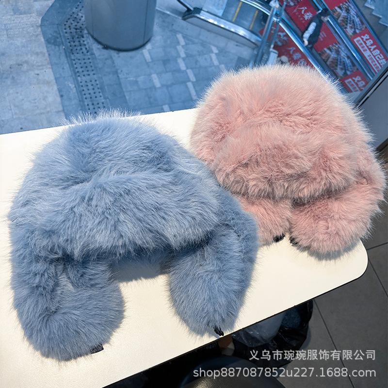 New autumn and winter imitation mink hair Lei Feng hat children thickened warm plush ear protection hat Northeast snow riding winter hat