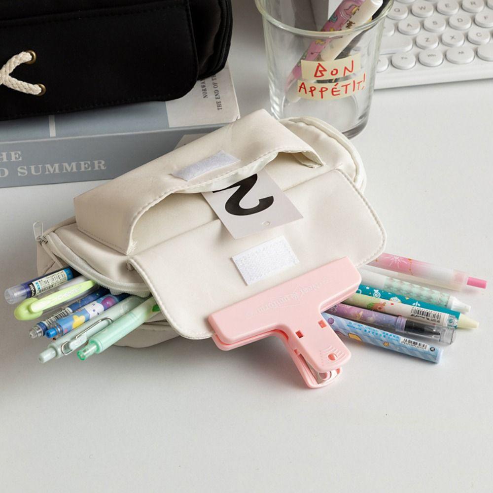 Large Capacity Pencil Bag Oxford Fabric Pencil Pouch Simple Pencil Case with Cross Rope  Student