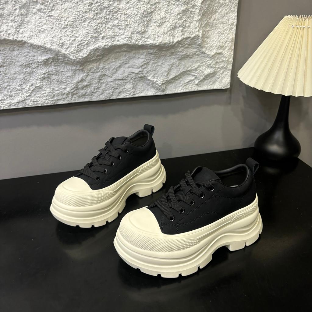 7Cm Height Increase and Thin Muffin Thick Baseplate Shoes Women's Autumn New Sports and Leisure Dad Soft Leather