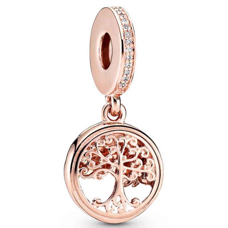 New Copper Rose Gold Lock Love Bow Tree Safety Buckle Charm Bead Fit For Bracelet Necklace Diy Women'S Boutique Jewelry