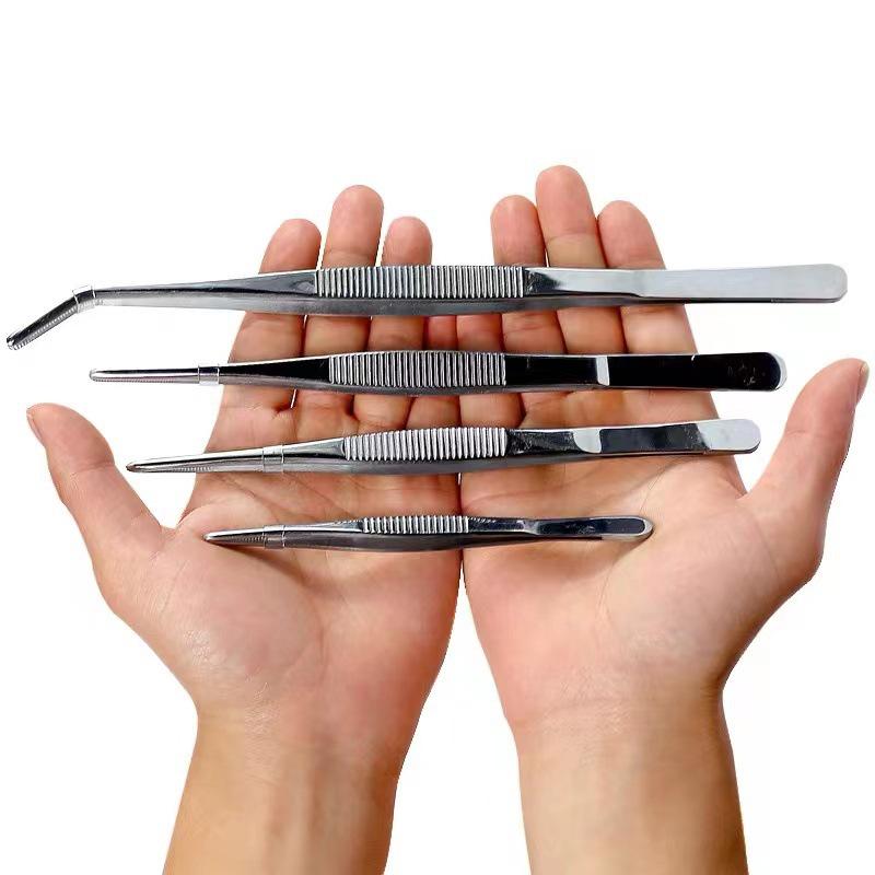 Curved Round Head Anti-Slip Stainless Steel Tweezers for Aquatic Plants and Succulents