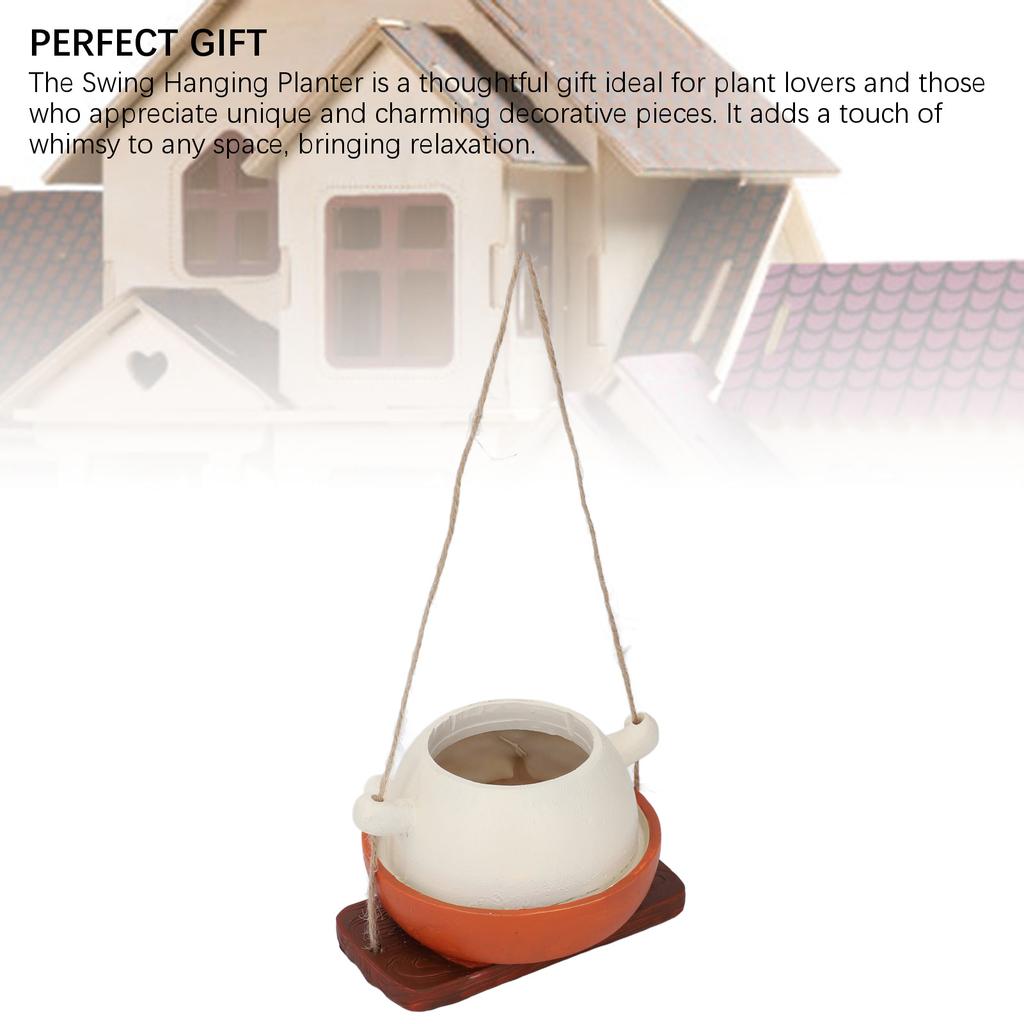 Swing Face Planter Pot Hanging Resin Garden Decor Cute Cartoon Swinging Flower Head Planters for Indoor Outdoor Plants