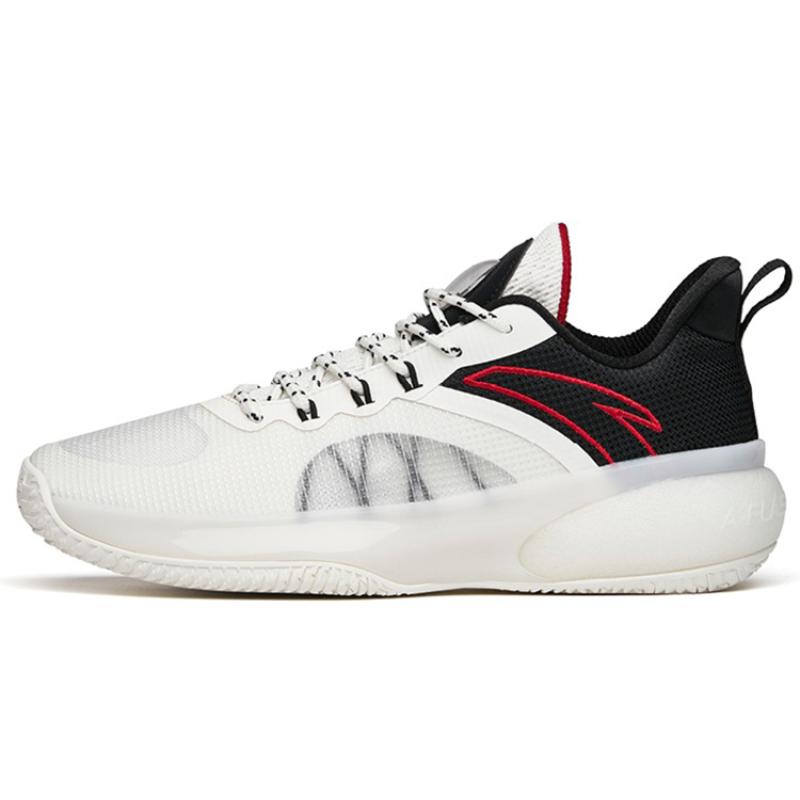 Anta Cement Quasar Low-Top Performance Basketball Shoes Men's White Black Sneakers