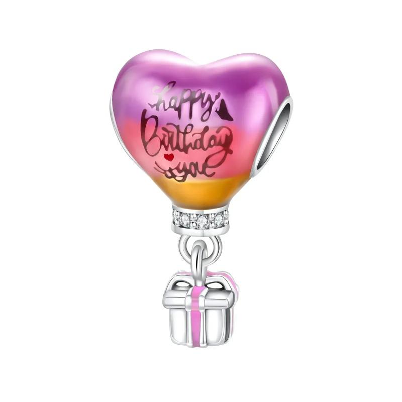 925 Silver Jellyfish Pendant Bead Sparkling Purple Charm for DIY Bracelet Jewelry Accessories Birthday Gift