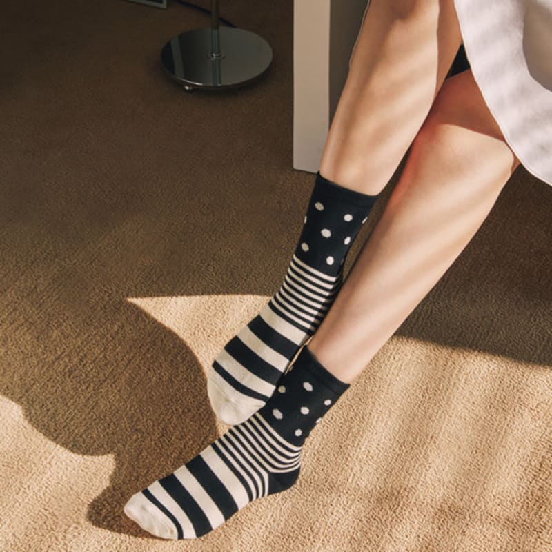 Abiruz Women's Dot Stripe Mixed Pattern Socks HM-24-WBT (2 Colors)