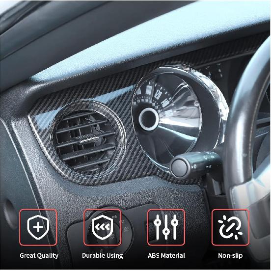 RT-TCZ Carbon Fiber Center Console Dashboard Panel Trim Cover Kit Meter Frame Decoration Interior Accessories for Ford Mustang 2010-2014