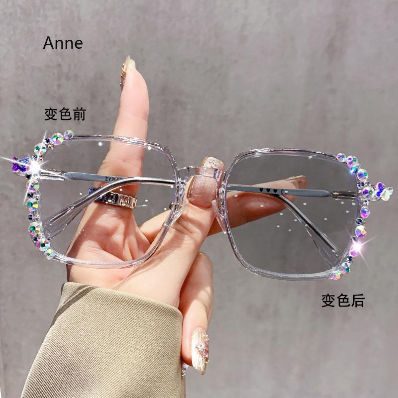 Luxury Diamond Cut Photochromic Glasses Men Women Trendy New Color Changing Eyeglasses Fashion Handmade Myopia Glasses for Lady