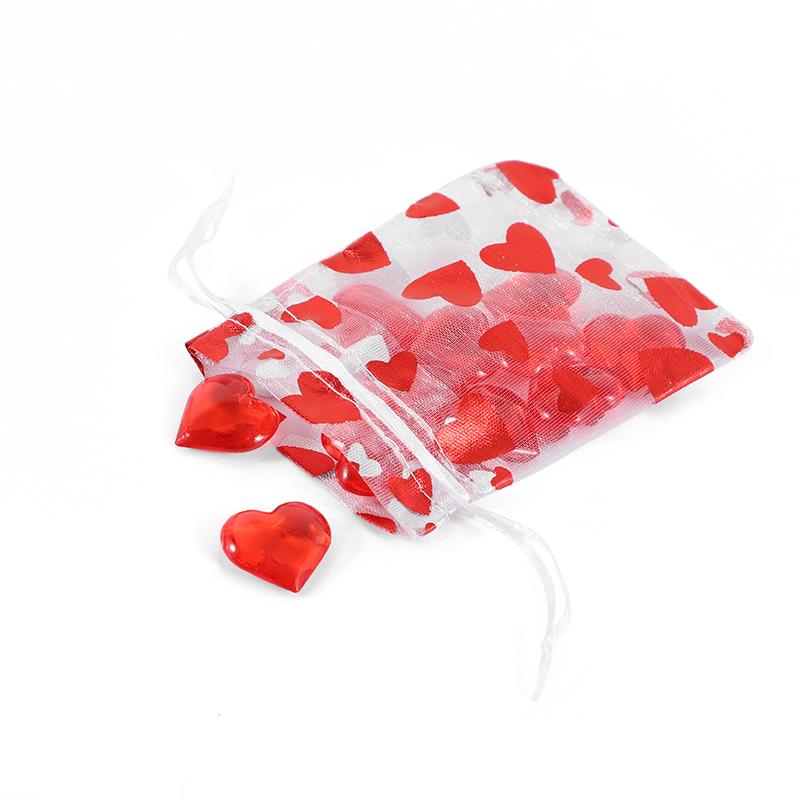 100 Pezzi Sacchetti in Organza a Forma di Cuore Rosso Matrimonio San Valentino Regalo Sacchetto con Coulisse per Caramelle Sacchetti Esposizione Gioielli Decorazione Festa di Compleanno