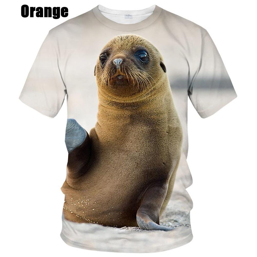 Sea Lion Series 3D Printed Men's Casual Short Sleeved T-shirt Summer Vintage O Neck Men's T-shirts