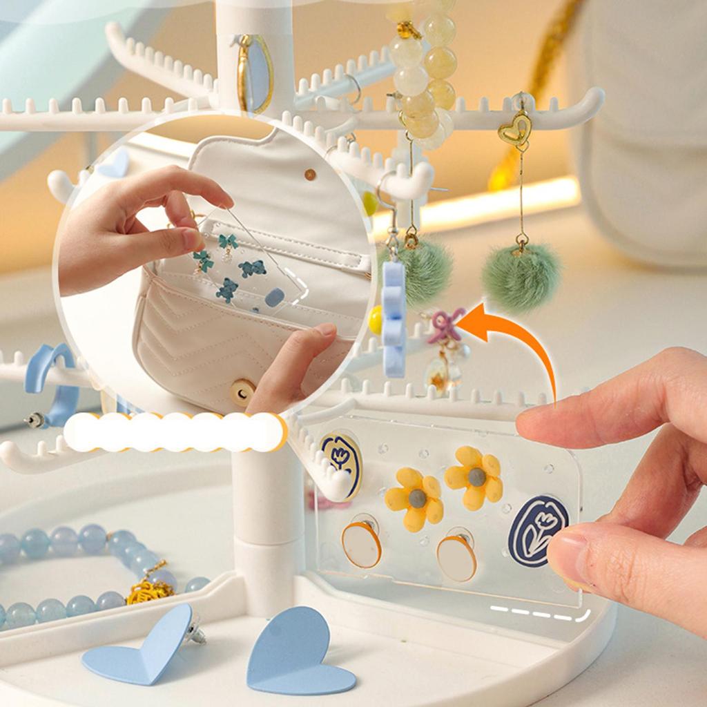 Jewelry Display Stand Hanger with Storage Tray Multifunctional for Hair Accessories Dresser