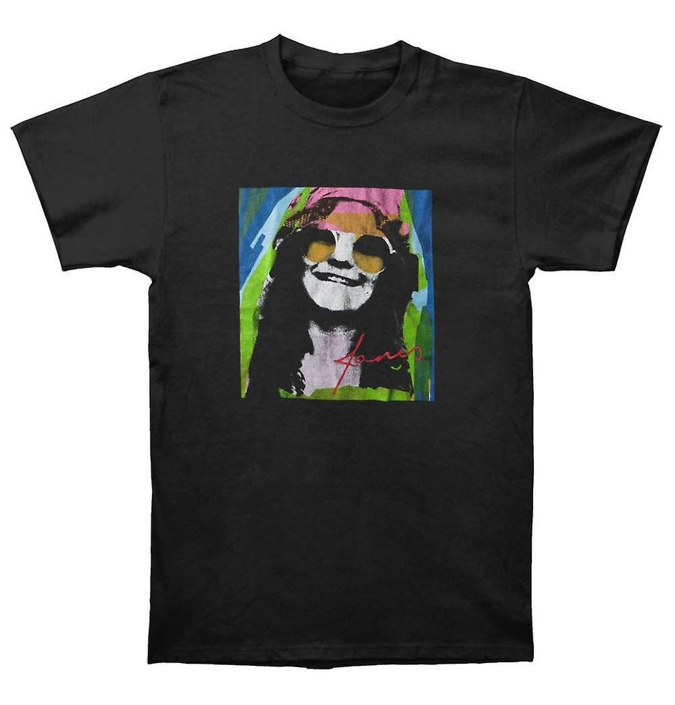 Official Janis Joplin Psychedelic Mens Black 100% Cotton T-shirt Mens Tees Top Janis Joplin Classic Tee