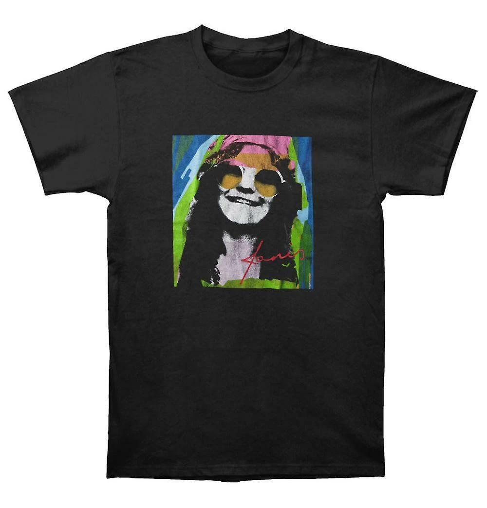 Official Janis Joplin Psychedelic Mens Black 100% Cotton T-shirt Mens Tees Top Janis Joplin Classic Tee S