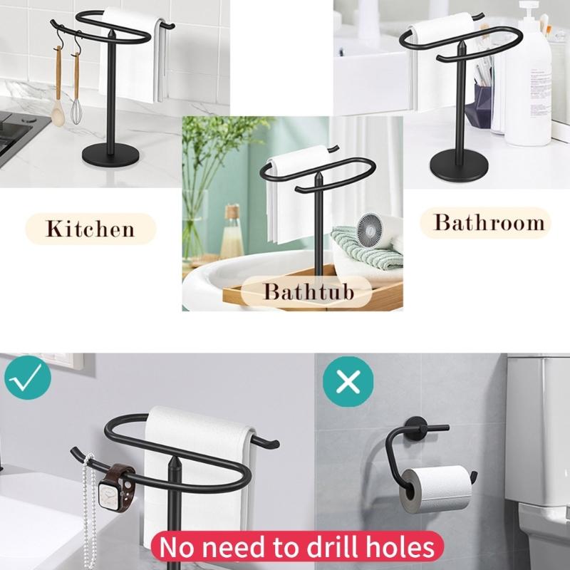 Towel Stand S Shaped Bath Towel Rack with Nonslip Base Countertop Jewelry Towel Holder for Bathroom & Kitchen Use
