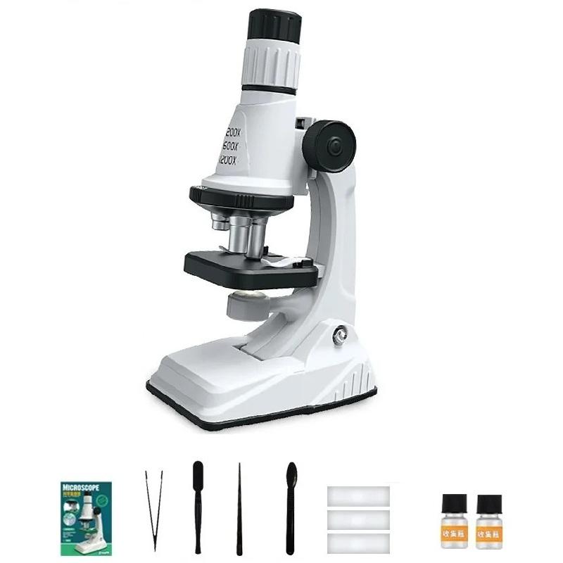 Kinder-Mikroskop-Set 200X-1200X Biologische Wissenschaft Stem-Spielzeug Schule Zuhause Pädagogisch 10X Taschenlupe Tragbares Mikroskop