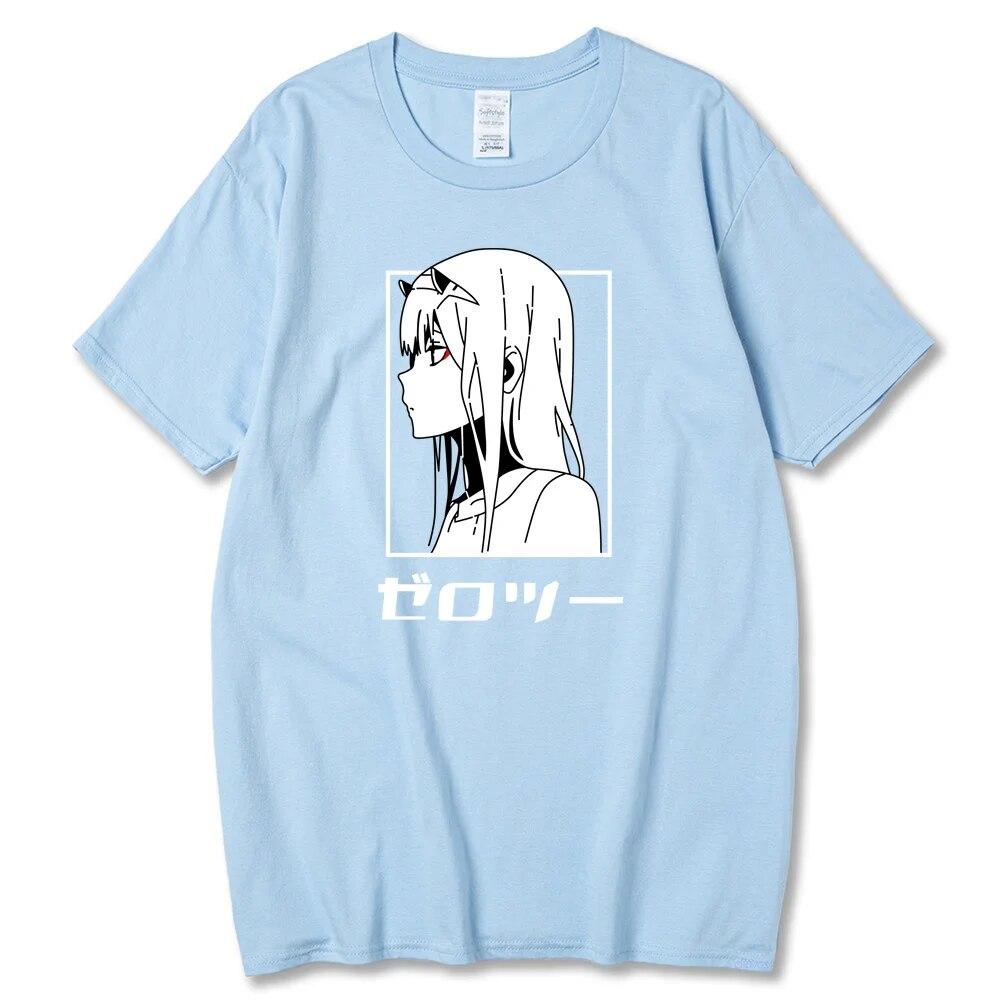 Tricou cu anime japonez Darling In The Franxx unisex Kawaii Cartoon Zero Two Tricou Harajuku Unisex Topuri Unisexga Tricou grafic Bărbați Unisex