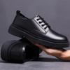 Men's Leather Shoes Simple Casual British Style Workwear Men's Shoes Thick Soles Trendy Versatile Lace-up Business Shoes