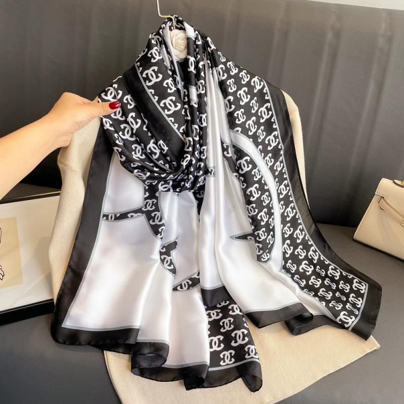 Spring and Summer Thin Silk Scarf High-end Printed Long Scarf New Satin Travel Sunscreen Scarf National Style Cloak