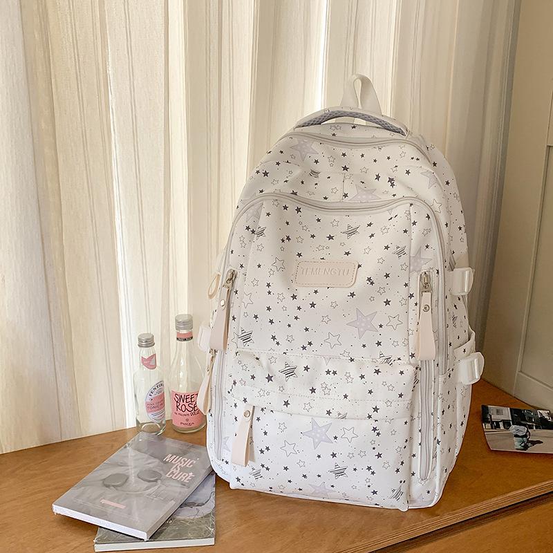 New Stylish School Backpack For Girls With A Fresh Star Print Lightweight Backpack For Middle And High School Students