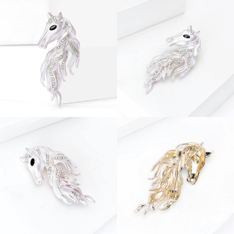 Broches Têtes de Cheval Polyvalentes de Luxe Pour Femmes Épingles Animales Accessoires Amis de Fête Décontractée Bijoux Cadeaux