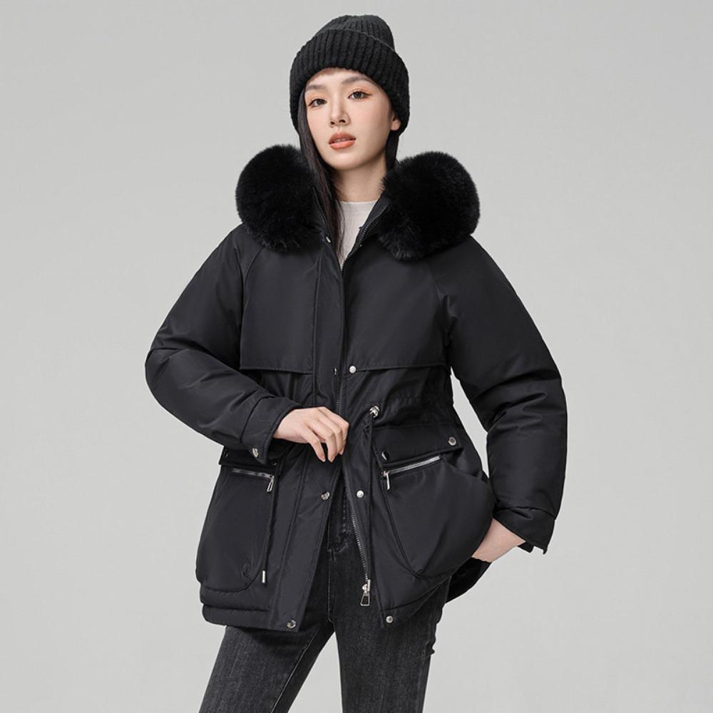 Pie overcomes women's winter, the new thin down cotton clothes are fashionable and versatile, with thickened fur and integrated coat.